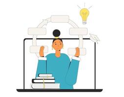 Instructional designer creating curricula or learning materials. vector