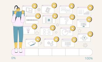 Gamification in learning process. illustration. vector