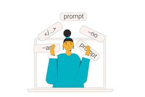 Prompt engineering. Artificial general intelligence. illustration. vector