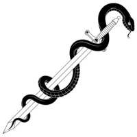 European medieval sword with snake, ancient sword surrounded by a snake png