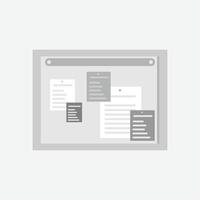 Web page template icon in flat style for web design isolated on grey background. Illustration of notice board, work board, wall magazine. Design element of notice board icon vector