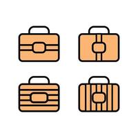 Briefcase icons set. Suitcase symbol. set of collections of suitcase icons with various shapes. Brown briefcase icon element design vector