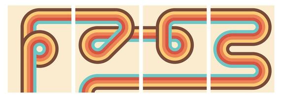 70s vintage retro style background poster with stripes, 1970s retro background graphic design shapes. Fashionable 70s era abstract style line frame illustration. vector