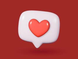 3D icon chat button with red heart. Perfect for love themed designs. Realistic and isolated on red background. vector