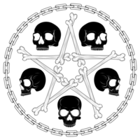 Bone skull surrounded by chains png