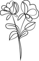 Hand drawn simple flower outline vector