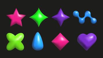 3D plastic elements set isolated abstract shapes. Geometric shapes are bright saturated colors. . vector