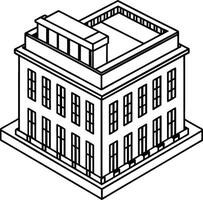 White and Black building and house coloring page vector