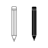 Pencil contour outline and silhouette icons isolated illustration vector
