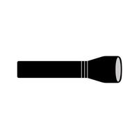 Black and White Police Flashlight Icon on White Background Isolated Flat . vector