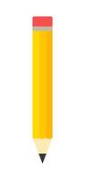 Yellow Pencil Icon with Red Eraser on White Background, Simple Colorful Office Supply Illustration vector