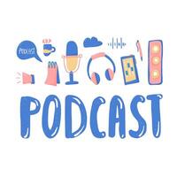 Podcast signs with text. elements design. vector