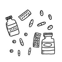 Pills sketch concept isolated. design set vector