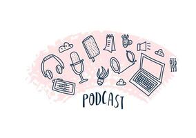 Podcast signs with text. elements design. vector