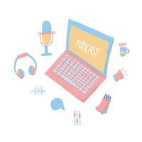 Podcast signs with text. elements design. vector