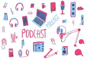 Podcast signs with text. elements design. vector