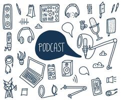 Podcast signs with text. elements design. vector