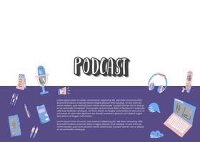 Podcast signs with text. elements design. vector