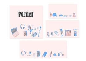Podcast signs with text. elements design. vector