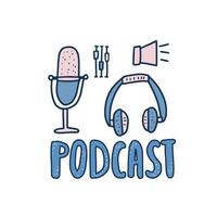 Podcast signs with text. elements design. vector