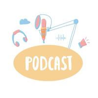 Podcast signs with text. elements design. vector