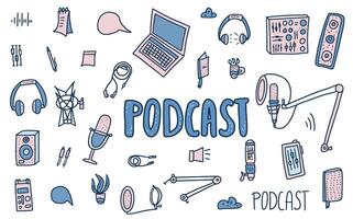 Podcast signs with text. elements design. vector
