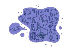 Podcast signs with text. elements design. vector