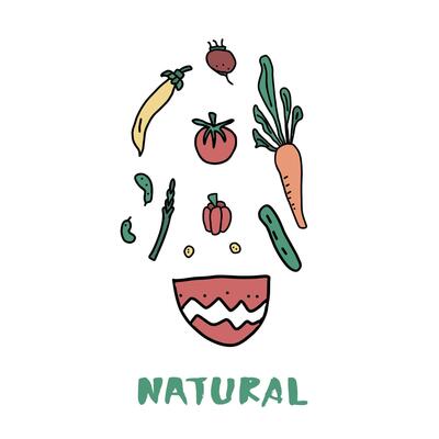 Healthy food concept with lettering. design