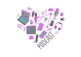 Podcast signs with text. elements design. vector