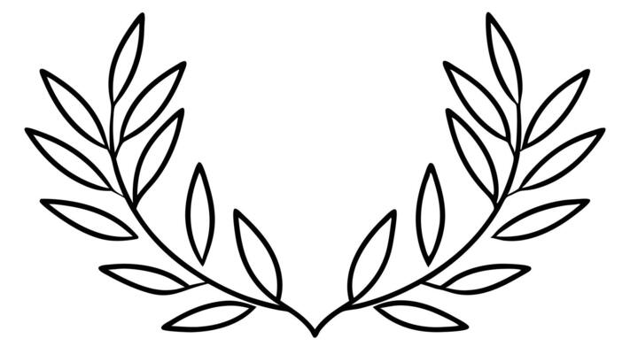 Laurel Wreath, Emblem Floral Branch Flat Style