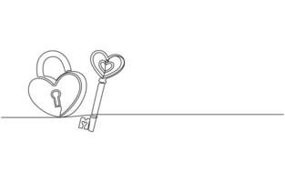 Love lock and key continuous line drawing illustration. Free , Love lock line icon vector