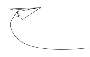 Continuous one line drawing of paper plane out line art illustration, Paper line plane. vector