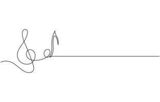 Continuous one line drawing treble clef. Music key. Isolated on white background illustration. vector