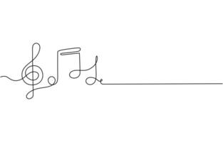 Continuous one line drawing treble clef. Music key. Isolated on white background illustration. vector