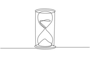 Hourglass in one line continuous. Line art hourglass outline vector