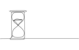 Hourglass in one line continuous. Line art hourglass outline vector