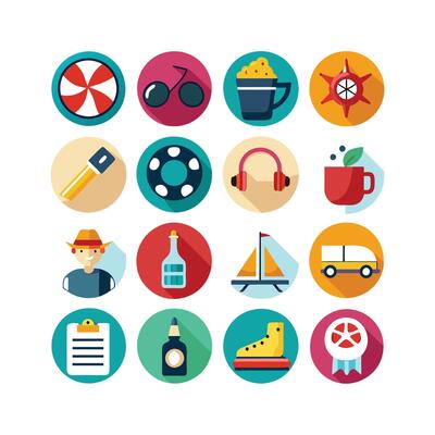 Lifestyle and Leisure Icon Set Collection Illustration