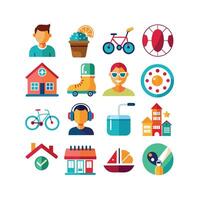Lifestyle and Leisure Icon Set Collection Illustration vector