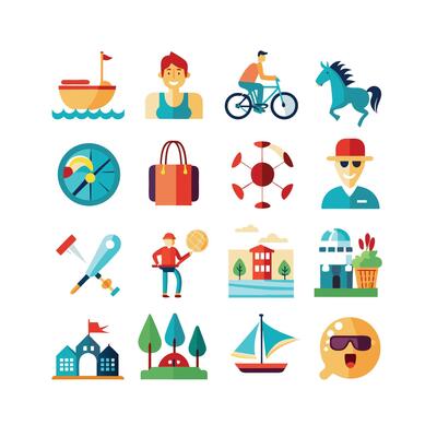 Lifestyle and Leisure Icon Set Collection Illustration