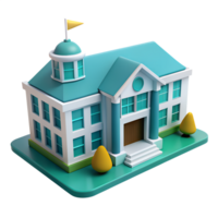 Isometric school building 3d icon isolated on the transparent background png