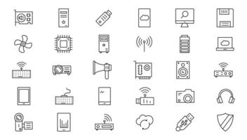 Internet computer line icon set. Website icon for contact icons. Computer, network, website, server, web design, hardware, software and more. Website set icon vector