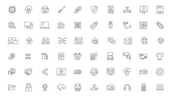 Internet computer line icon set. Website icon for contact icons. Computer, network, website, server, web design, hardware, software and more. Website set icon vector
