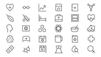 Medicine and Health symbols - minimal thin line web icon set. Outline icons collection. vector