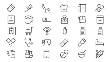 Medicine and Health symbols - minimal thin line web icon set. Outline icons collection. vector