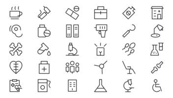 Medicine and Health symbols - minimal thin line web icon set. Outline icons collection. vector