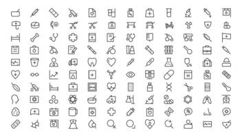 Medicine and Health symbols - minimal thin line web icon set. Outline icons collection. vector