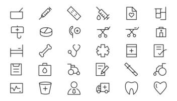 Medicine and Health symbols - minimal thin line web icon set. Outline icons collection. vector