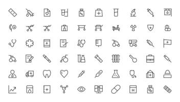 Medicine and Health symbols - minimal thin line web icon set. Outline icons collection. vector