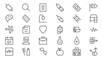 Medicine and Health symbols - minimal thin line web icon set. Outline icons collection. vector