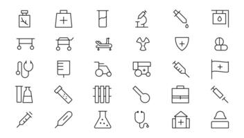Medicine and Health symbols - minimal thin line web icon set. Outline icons collection. vector